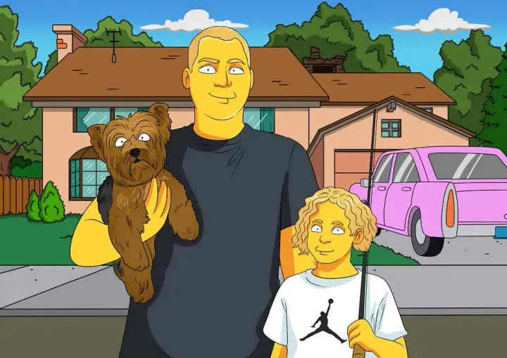 Dad, son and the dog